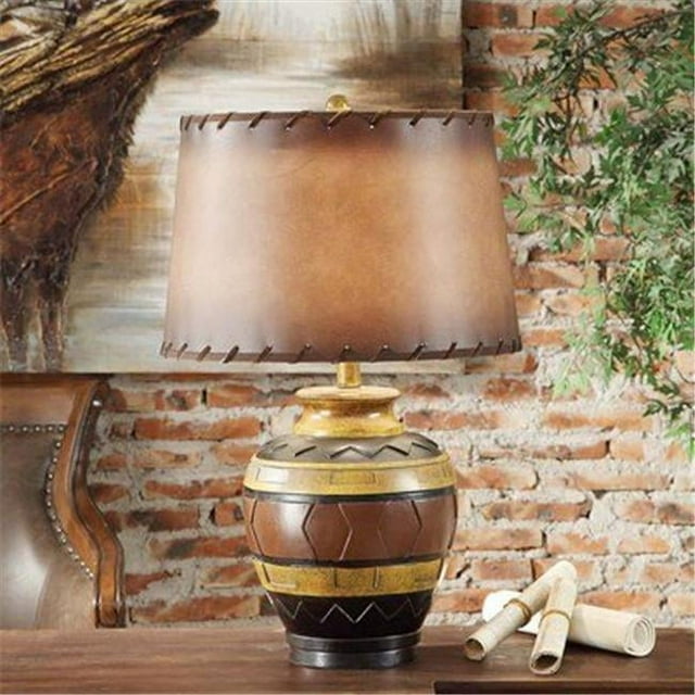 Crestview Collection CVAVP418 24 in. Dakota Table Lamp with Antique Leather Shade