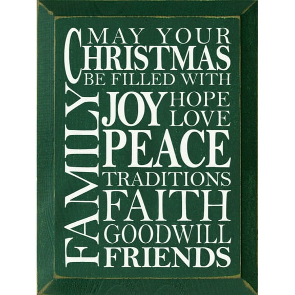 Contemporary Home Living 12" Green and White Rectangular Filled With Joy Christmas Wood Sign