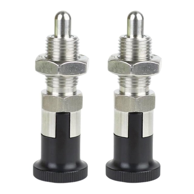2PCS Stainless Steel Plunger Pin Tool Chest Toolbox Locking Plunger Hand Retractable Spring Plunger Self Locking Indexing Plunger Spring Loaded Plunger Knob Quick Release Pull Ring Pin Fine Teeth M12