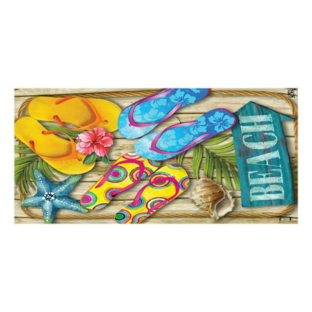 Fesfesfes Serviette de Plage Style Pantoufle Microfibre Double Texture Finition Velours Séchage Rapide Anti-Sable Équipement de Natation Polyvalent Compagnon de Voyage