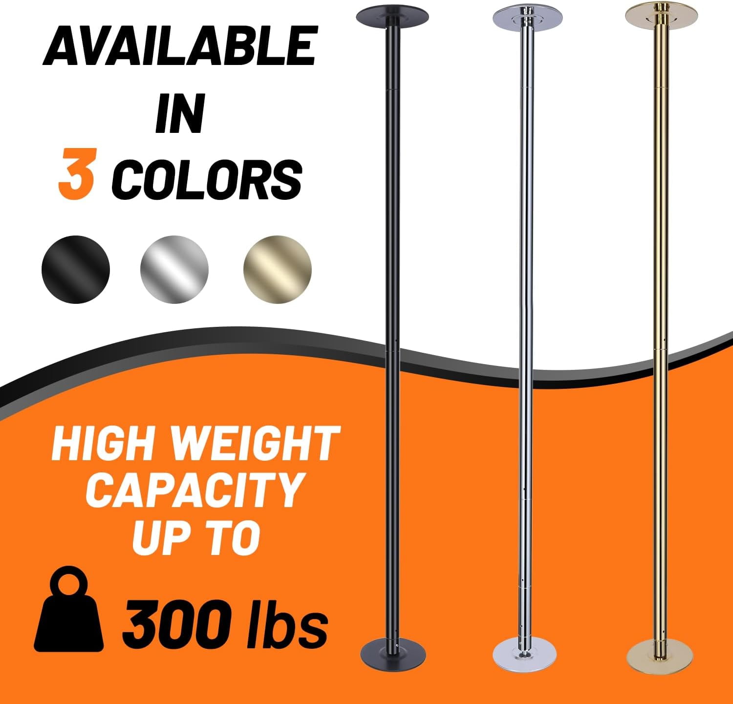 Premium Pole Spinning Static Dance Pole Kit | Portable & Removable 45mm Exercise Pole for Club, Party, Home Easy Assembly Safe & Sturdy Steel Construction | Silicone Rubber Protection