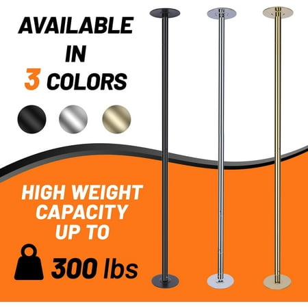 Premium Pole Spinning Static Dance Pole Kit | Portable & Removable 45mm Exercise Pole for Club, Party, Home Easy Assembly Safe & Sturdy Steel Construction | Silicone Rubber Protection