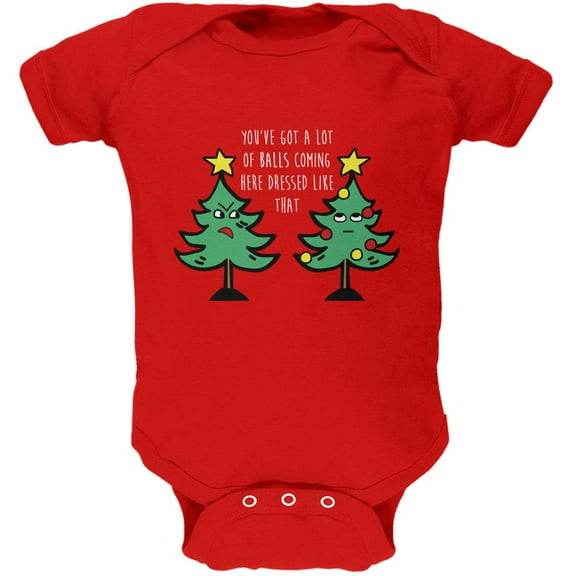 Christmas Tree You've Got a Lot of Balls Funny Soft Baby One Piece Red 3 Month