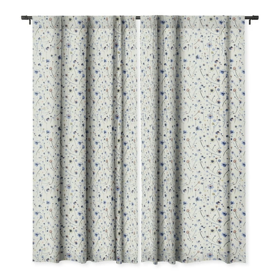 Society6 Ninola Design Soft Flowers Single Panel Room Darkening Window Curtain 50" x 84"