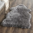 thumbnail image 3 of SAFAVIEH Arctic Giselle Solid Polyester Shag Area Rug, Grey, 2'6" x 4' Scalloped, 3 of 9