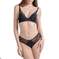 thumbnail image 1 of Mujeres floral encaje sujetador y panty conjunto elegante suave transpirable ajustable arco decoración sujetador ropa interior, 1 of 6