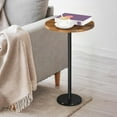 thumbnail image 2 of Drink Table Small Side Table with Marble Base Pedestal Side Table Drink Tables for Small Spaces Round End Table Mini Side Table for Sofa Couch Chair Patio, Brown and Black, 2 of 15