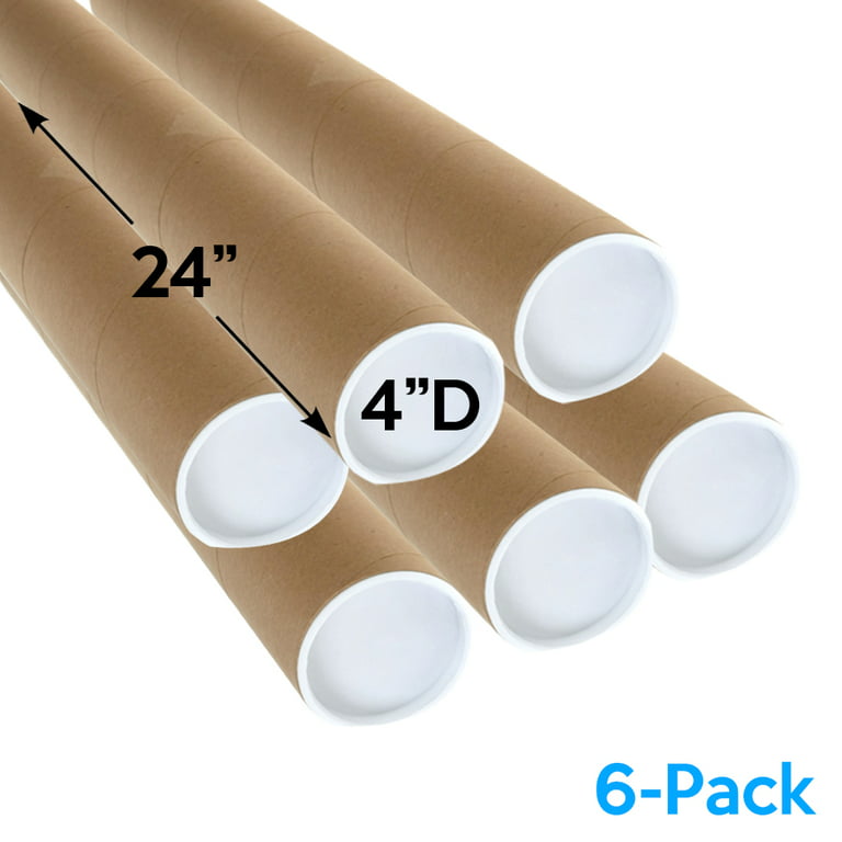 Tubeequeen Kraft Mailing Tubes with End Caps - Art Shipping Tubes 4-Inch x 12-Inch L, 6 Pack, Women's, Brown
