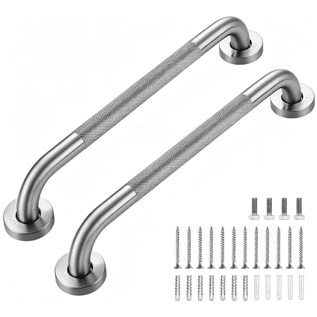 ZHZFKQ Grab Bars for Shower,2Pcs 16" Anti Slip Shower Handles for Elderly,Safety Shower Grab Bar,Stainless Steel Handicap Grab Bars for Bathroom,Toilet (Brushed Nickel,1" Diameter)