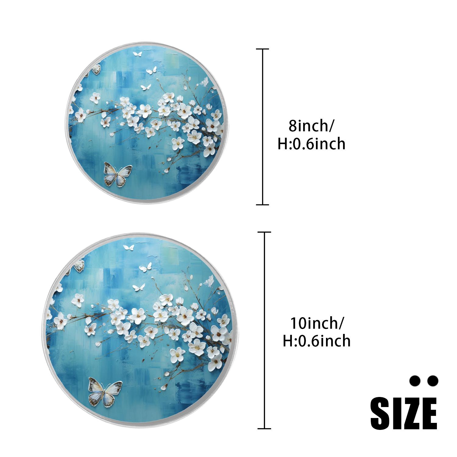 Round Stove Burner Covers 4 Pcs Round Gas Stove Burner Cover 8Inch And 10Inch for ,Blue Tulips with Willow and Butterflies pattern