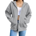 thumbnail image 5 of YanHoo Women's Fall Zip Up Hoodies Sweatshirts | Comfy Fleece Lined, Long Sleeve Pockets, Drawstring Hooded, Loose Fit, Fashion Y2K, Track Jackets, Spring Winter Clothing, 5 of 7