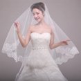 thumbnail image 3 of Elegant 1 Tier Lace Applique Edge Fingertip Wedding Bridal Veil - White, 4.9ft, 3 of 6