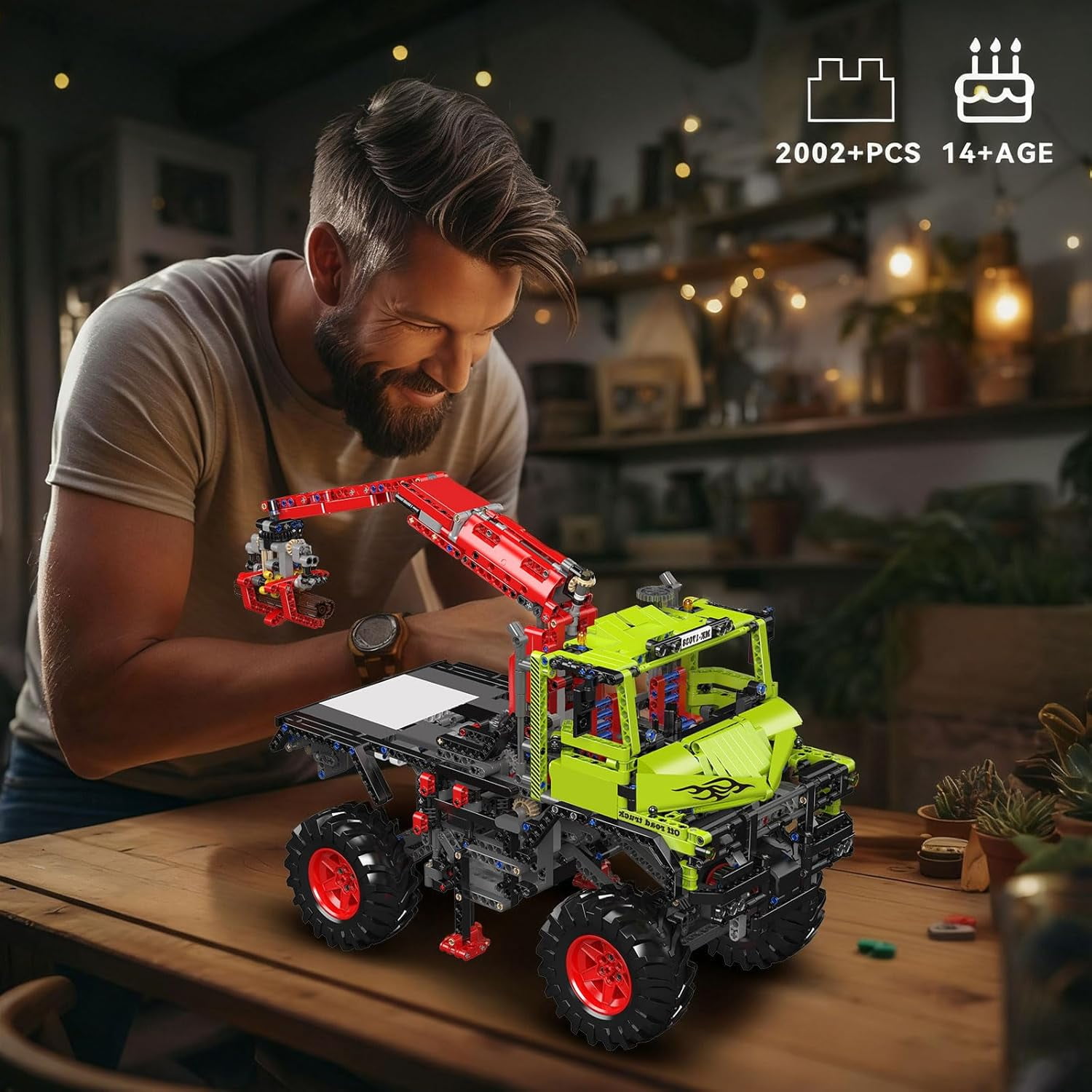 Off-Road Trucks Building Kits, All-Terrain 4x4 Mountain Truck Car Sets Model with Electric Motor, Gift for Age 14+/Adult Collections Enthusiasts (2002+ Pieces)