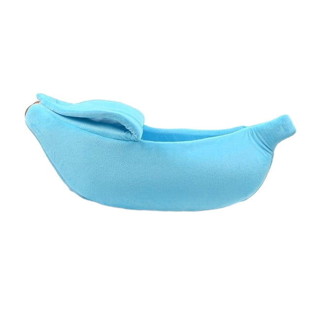 Cama para gatos con forma de plátano, cama para dormir autocalentable, refugio para gatitos semicerrado suave de invierno, perrera para mascotas para L