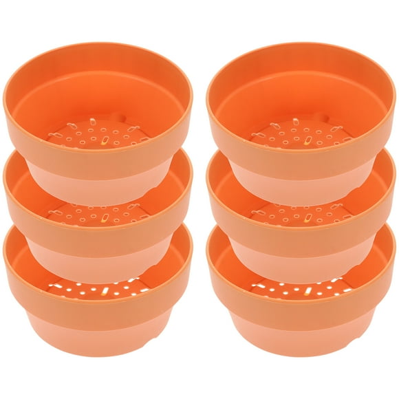 6 cestas de flores de arcilla sintética, maceta redonda japonesa de plástico, recipiente para flores, maceta para jardín interior y exterior (naranja, 12,5 cm)