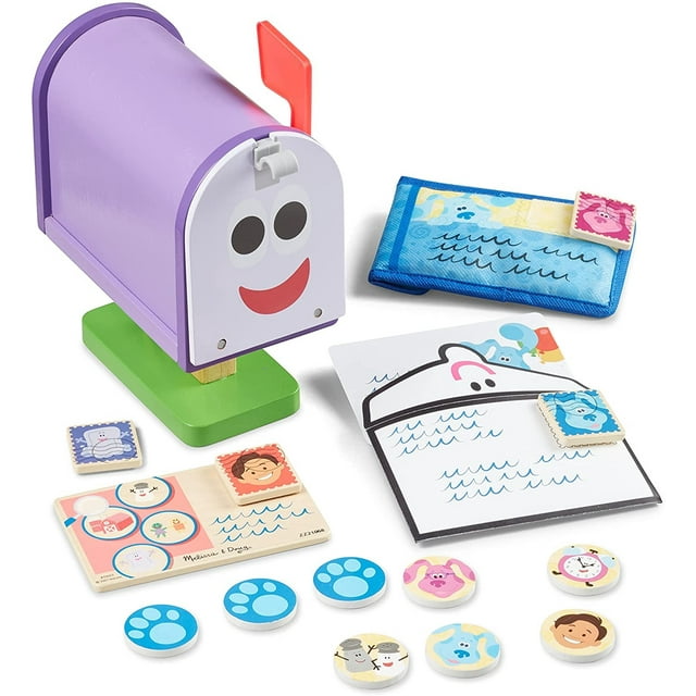 ¡Las pistas de Melissa y Doug Blue y tú! Buzón de madera