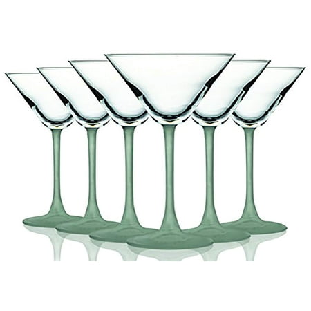 

TableTop King 10 oz Martini Wine Glasses Stemmed Style Bottom Accent Frost Set of 6