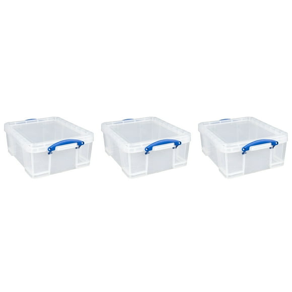 Really Useful Box 17L Storage Container w/ Lid & Clip Lock Handles (3 Pack)