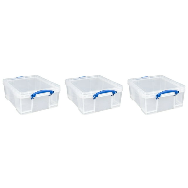 Really Useful Box Contenant de Rangement 17 L avec Couvercle et Poignées à Loquet à Pince (Lot de 3)