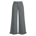 thumbnail image 6 of Women's High Waist Wide Leg Pants With Ruffle Hem Casual Loose Flared Trousers With Pockets, 6 of 6
