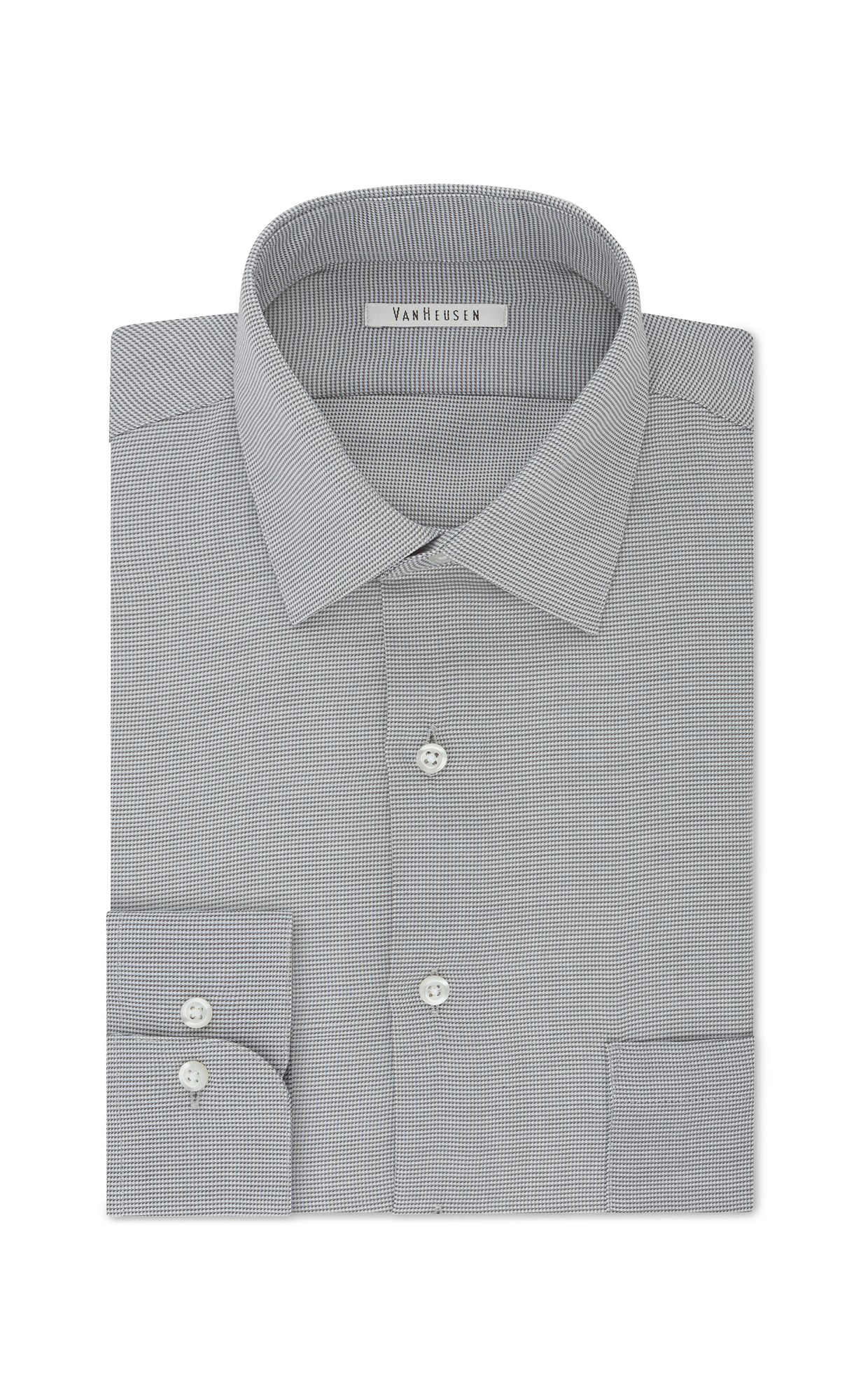 Van Heusen Men's Classic-Fit Micro Houndstooth Dress Shirt, Grey Pearl ...