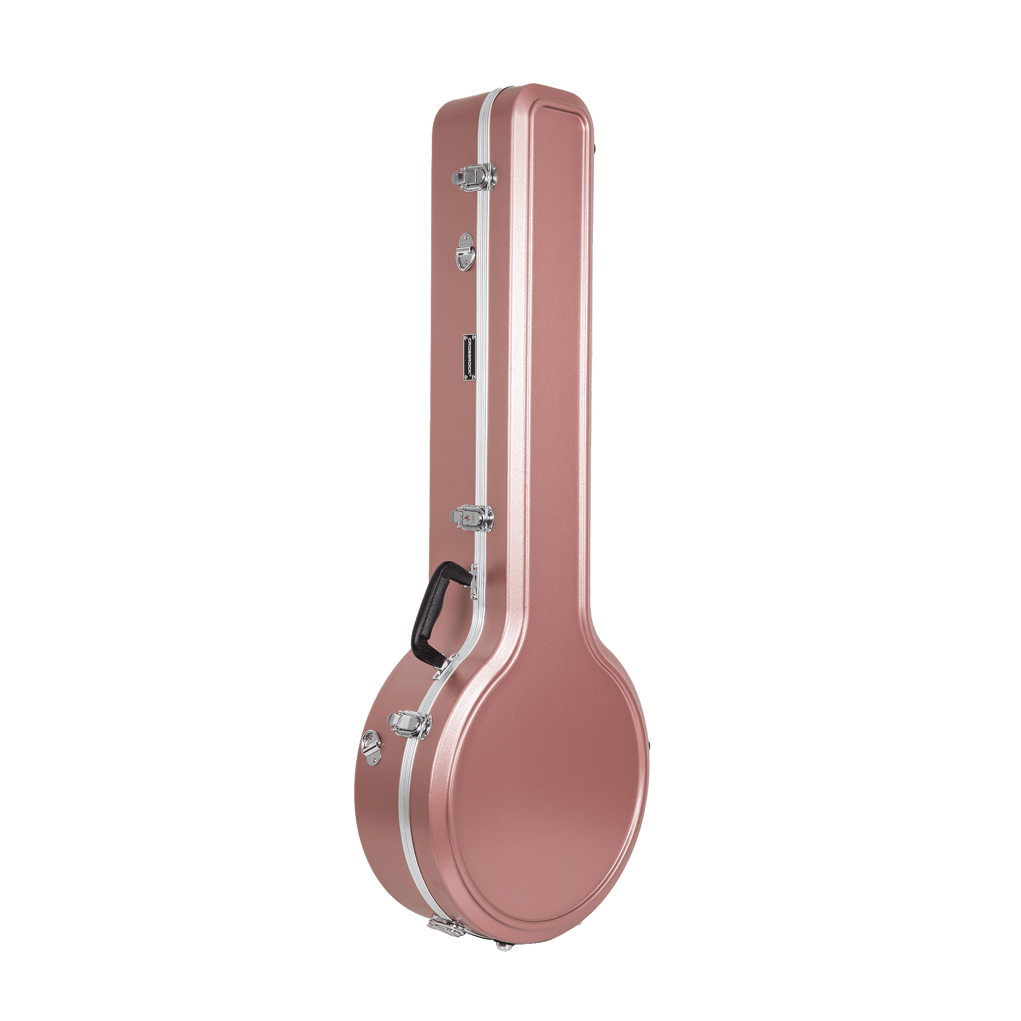 Crossrock 5-String Resonator & Gibson Tenor Banjo Case | ABS Molded Hardshell with Security Lock, Metal Feet, and Detachable Straps-Rose Gold