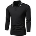 thumbnail image 2 of UVEASISHA Mens Fashion Polo Shirts Business Casual Long Sleeve Work Shirt Contrast Neck Button Up Golf Shirts Comfy Slim Fit Polos Todays Sales Today,Black,2XL, 2 of 8