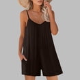 thumbnail image 2 of TrendOFT Combinaison d'Été pour Femmes Décontractée Sans Manches Shorts Unis à Bretelles Combinaisons une Pièce Salopettes Café S, 2 of 5