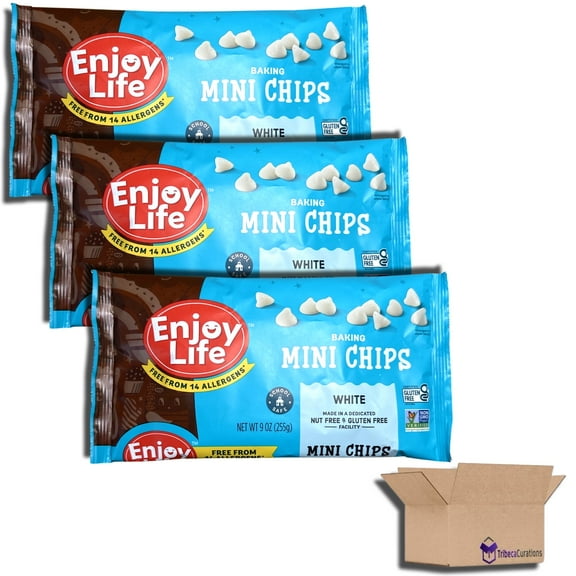 Enjoy Life White Chocolate Mini Baking Chips, Allergen Free, School Approved, 3 Bags