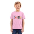 thumbnail image 5 of Kids Back To School Graphic Short Sleeve T-Shirt, Unisex Crew Neck Cute School Supply Print Casual Tee for Boys Girls Daily School Outdoor Wear(Pink,8-9 Years), 5 of 5