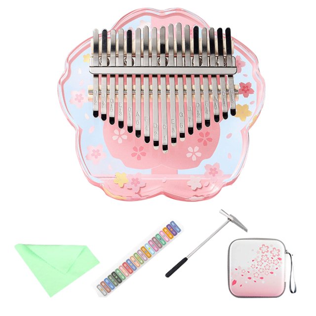 Accesorios de llavero de Piano de pulgar, pegatina de tono de instrucción de estudio, instrumentos musicales para exteriores, mujeres, hombres , 17 teclas estilo D Sunnimix Mini piano de pulgar