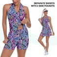 thumbnail image 4 of Women’s Sleeveless Tennis Dress with Polo Collar and Built-in Shorts V Neck Racerback Tennis Dress with Ruffle Hem and Pockets, 4 of 6