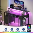 thumbnail image 3 of Greenstell 47 inch Gaming Desk with LED Lights, I-Shaped Computer Desk with Storage Drawers, Outlets and Monitor Stand,Home Office Desk, Galaxy Black, 3 of 7