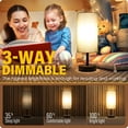 thumbnail image 2 of Bedside Lamp with USB Port - Touch Control Table Lamp for Bedroom 3 Way Dimmable Nightstand Lamp with Round Grey Fabric Shade for Living Room, Dorm, Home Office (LED Bulb Included), 2 of 6