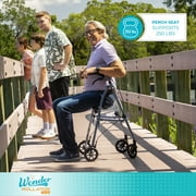 Stander Wonder Rollator Plus, Lightweight Folding Walker for Seniors with EZ Fold-N-Go Technology, Four Wheel Rolling Walker with Seat, Locking Brakes, Black