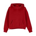 thumbnail image 6 of Besolor Sweatshirts for Kids Girls Fall Winter Fleece Lined Thermal Warm Long Sleeve Hooded Quarter Zipper Pullover Tops with Pocket(13-14 Years,Red), 6 of 6