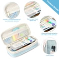 thumbnail image 2 of Rirool Large Capacity Pencil Case, Expandable Pencil Pouch Big Pen Bag for School Supplies with Zipper, Deformable Organizer for Teen Girls Boys, Blue, 2 of 7
