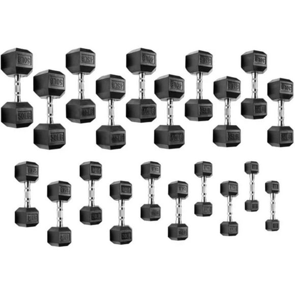 MAGMA 5-50 LB Rubber Hex Dumbbell Set