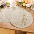 thumbnail image 5 of MeyJey 15" Braid Round Placemat Set of 6, Large Cotton Woven Non-Slip Placemat Set of 6 Heat Resistant Placemat 6 Piece, Beige, 5 of 11