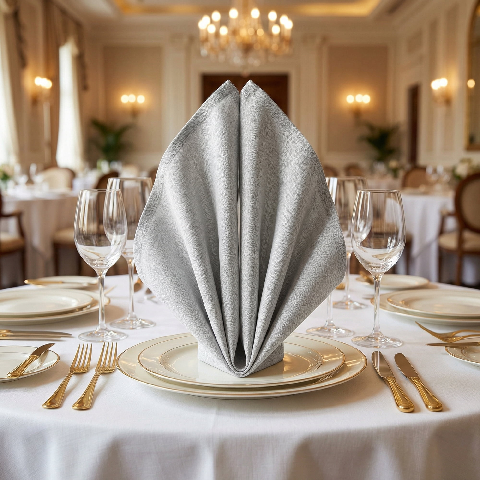 Unique Bargains 6Pcs Dinner Use Cotton Cloth Napkins Light Gray 20x20inch