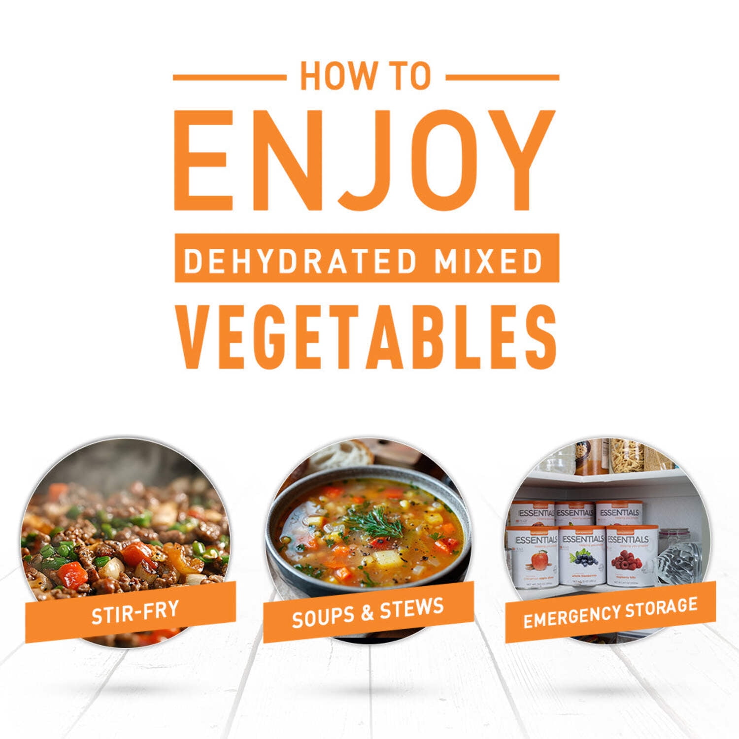 Emergency Essentials, Dehydrated Mixed Vegetables for Stew, Dehydrated Food for Stew, 25-Year Shelf Life, 30-oz. Can