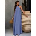 thumbnail image 6 of Spring Summer Blue Backless A-Line Dress, Bohemian Style Elegant Dress for Beach Vacation Daily Casual Wear, 6 of 13