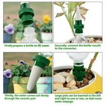LHWEN Self Watering Stakes 4Pcs Automatic Drip Irrigation Devices for Potted Plants ABS Ceramic Easy to Use with Water Bottle Watering No Tools Needed White Green 10.5x4cm