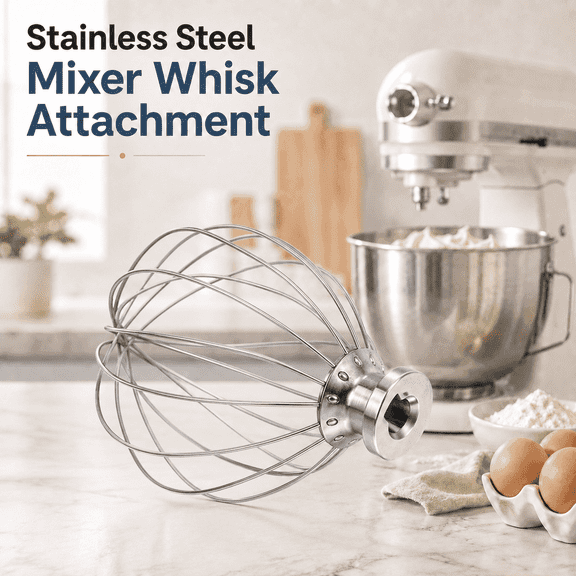 VALUNE 6 Wire Whip Attachment for 4.5 5 Quart Tilt-Head Stand Mixer, Stainless Steel Whisk Accessory Replacement Parts for Mixer, Dishwasher Safe