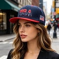 thumbnail image 4 of USA Flag Embroidered Flat Brim Baseball Cap, Unisex Hip‑Hop Snapback Sun Hat For Street Dancing Casual Wear, 4 of 8
