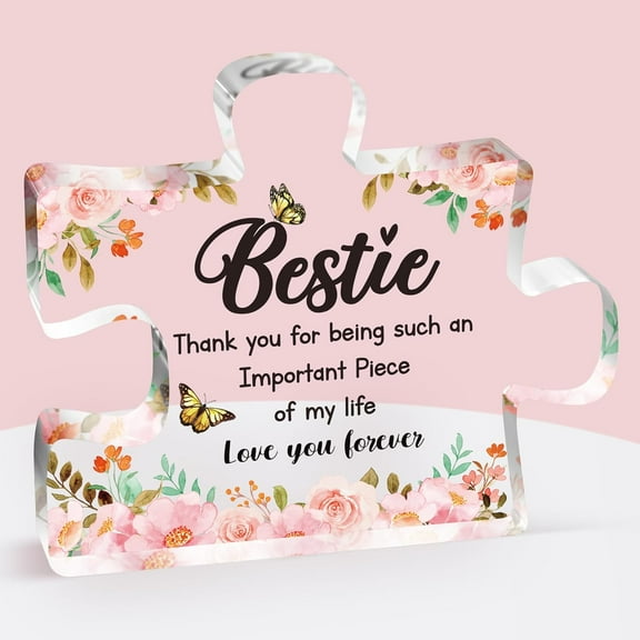 Gifts for Bestie Acrylic Plaque Friendship Gifts for Women Girls, Best Friend Birthday Gifts Ideas for BFF, Unique Puzzle Piece Ornaments Desk Decorations