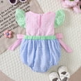 thumbnail image 4 of REDARER Girls "BABY SISTER" Embroidered Romper with Ruffle Fly Sleeves, Bowknots and Plaid Pattern Bodysuit,0-3 Months, 4 of 6