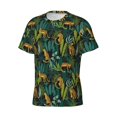 thumbnail image 5 of Vsdgher Jungle Leopard Yellow Print Men's Dry Fit Mesh Athletic Shirts Moisture Wicking Tennis T-Shirt Tops, 5 of 9