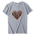 thumbnail image 5 of miqiqism Women Heart Shirts Loose Short Sleeve Tunic Tops Leopard Heart Tshirts Casual Round Neck Blouses Sexy Shirt Womens Summer Top Valentine's Day,#01_Gray,S, 5 of 5