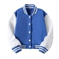 thumbnail image 4 of GiLiling Kids Color Block Baseball Jacket for Boys Girls, Lightweight Button Coat with Pockets, Casual Daily School Outerwear Top Wear (Blue, 9-10 Years), 4 of 7